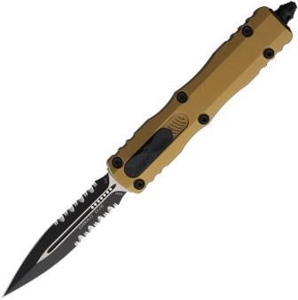 Microtech Automatic Pocket Knife Dirac OTF Tan Partially Serrated - MCT2252TA